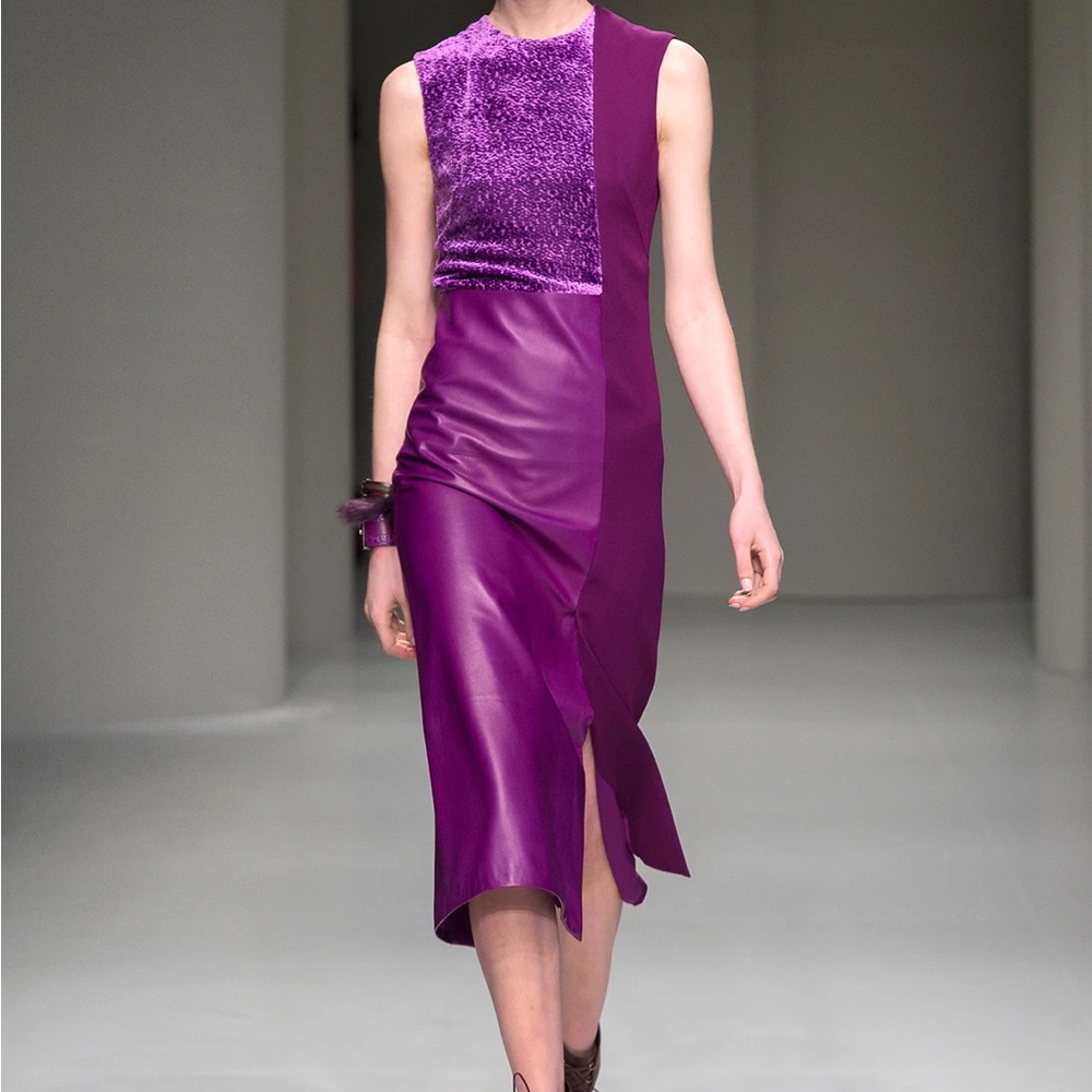 Salvatore Ferragamo Fall/Winter Runway Silk and Leather Dress - Size 40/8
